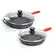 Alt View 4. MegaChef - MegaChef Pre-Seasoned 6 Piece Cast Iron Skillet Set with Lids and Red Silicone Holders - Black and Red.
