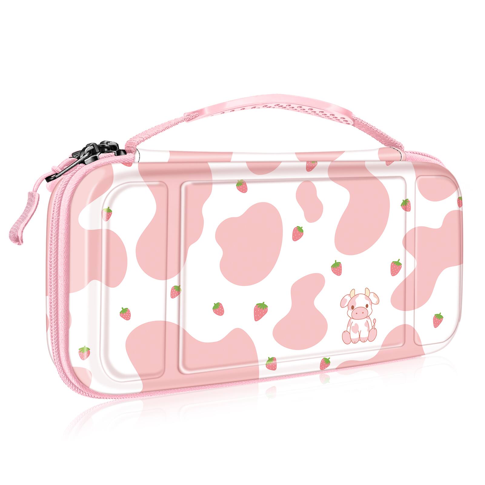 Left. Fintie - Carrying Case for Nintendo Switch (2017) / Nintendo Switch OLED Model (2021) Shockproof Portable Travel Storage Bag - Strawberry Cow.