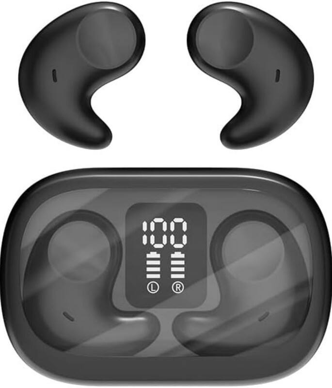 Front. RISOKEYS - Sleep Bluetooth in Ear Headphones, Mini Invisible Earplugs for Side Sleepers, 40H Playtime with Charging Case, Black.
