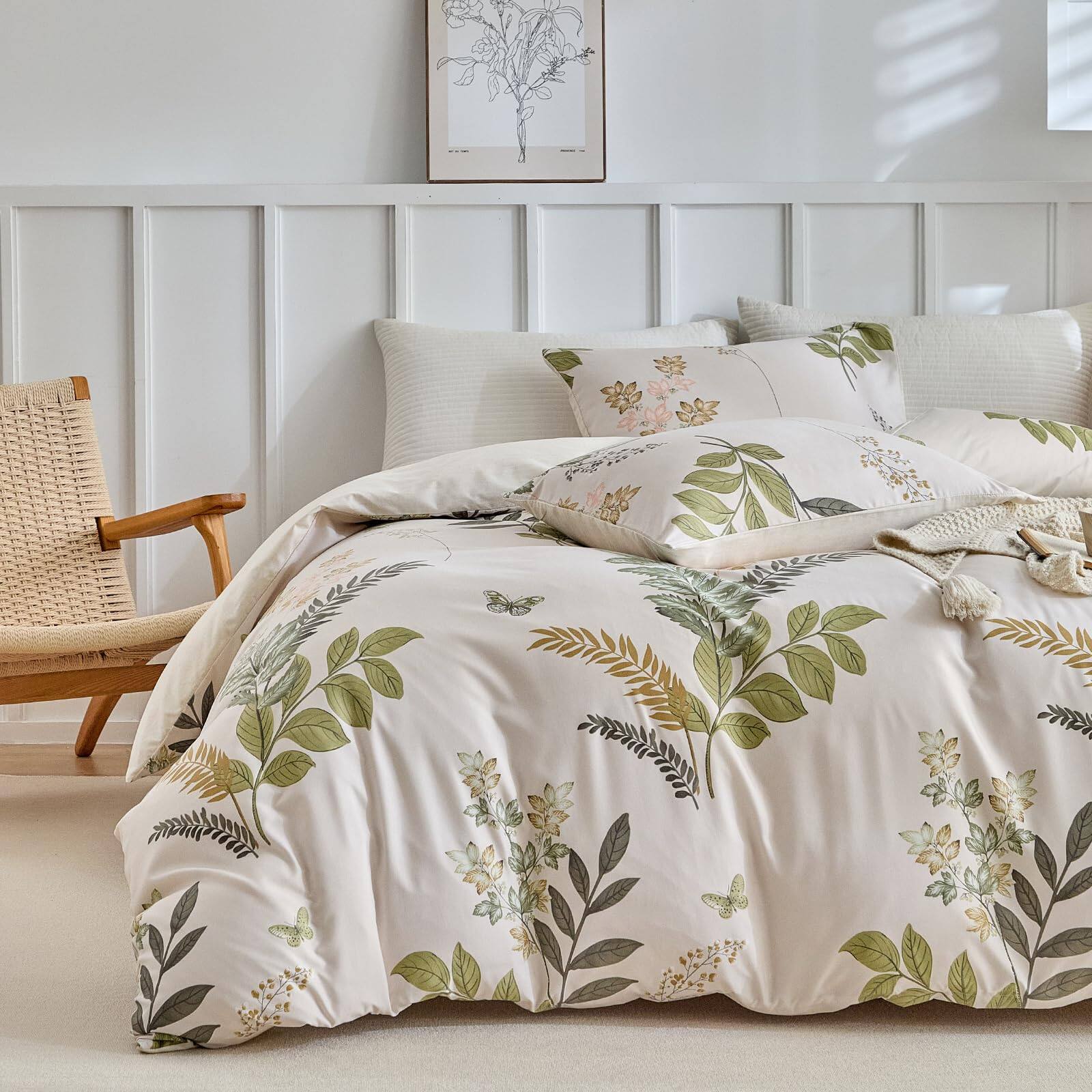 C: White-green Leaf (No Comforter)-King (104×90