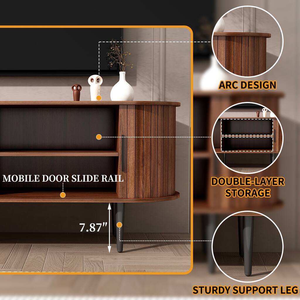 - ARC DESIGN
- MOBILE DOOR SLIDE RAIL
- DOUBLE-LAYER STORAGE
- STURDY SUPPORT LEG
- 7.87"