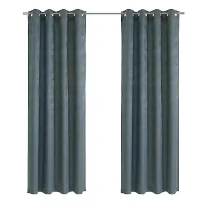 Front. Commonwealth Home Fashions - Habitat Portland Light Filtering Window Treatment Grommet Curtain Panel for Bedroom Livingroom 52" x 108" Steel Blue - Steel Blue.