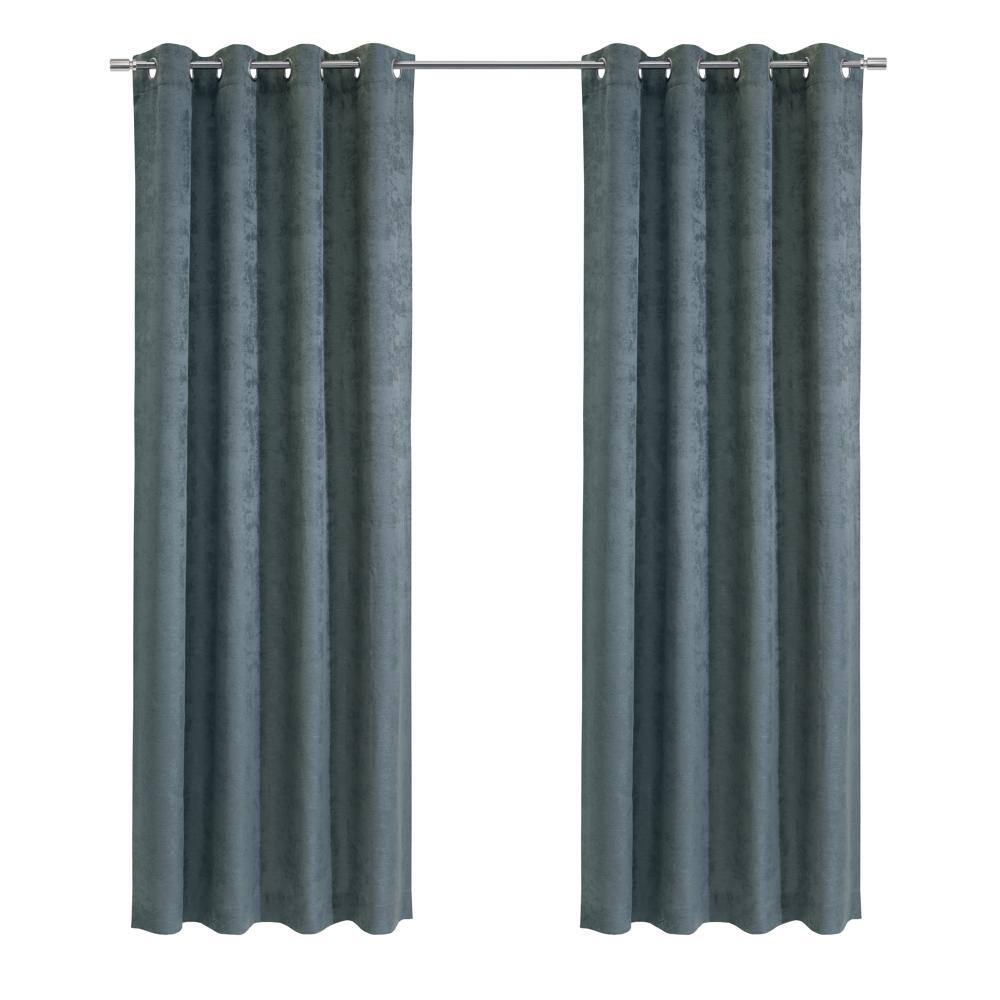 Front. Commonwealth Home Fashions - Habitat Portland Light Filtering Window Treatment Grommet Curtain Panel for Bedroom Livingroom 52" x 108" Steel Blue - Steel Blue.