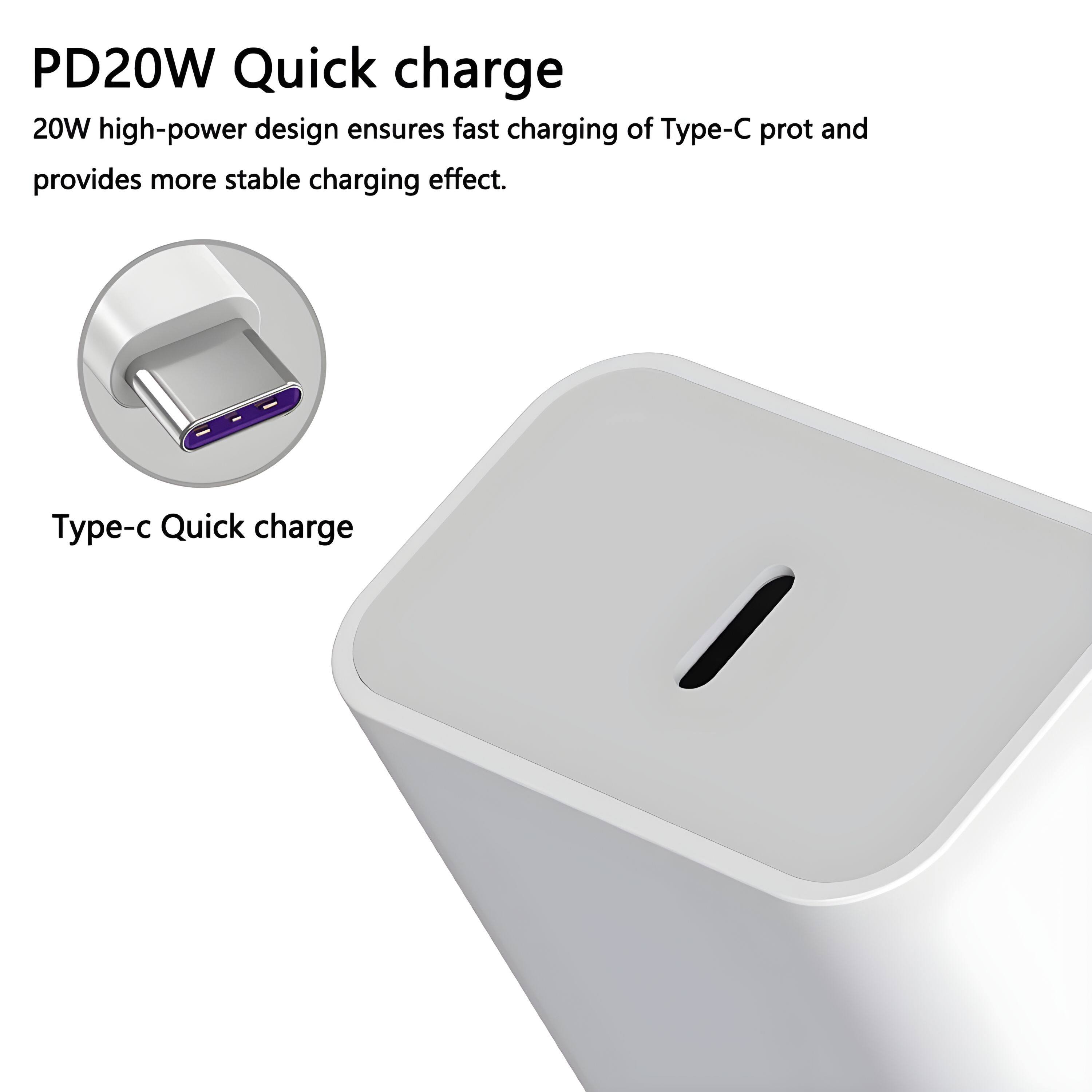 PD20W Quick charge  
20W high-power design ensures fast charging of Type-C port and provides more stable charging effect.  

Type-c Quick charge