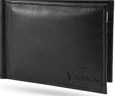 Alt View 1. Rico Industries - Minnesota Football Vikings RFID Blocking Shield Black Leather Moneyclip Wallet - Multi.