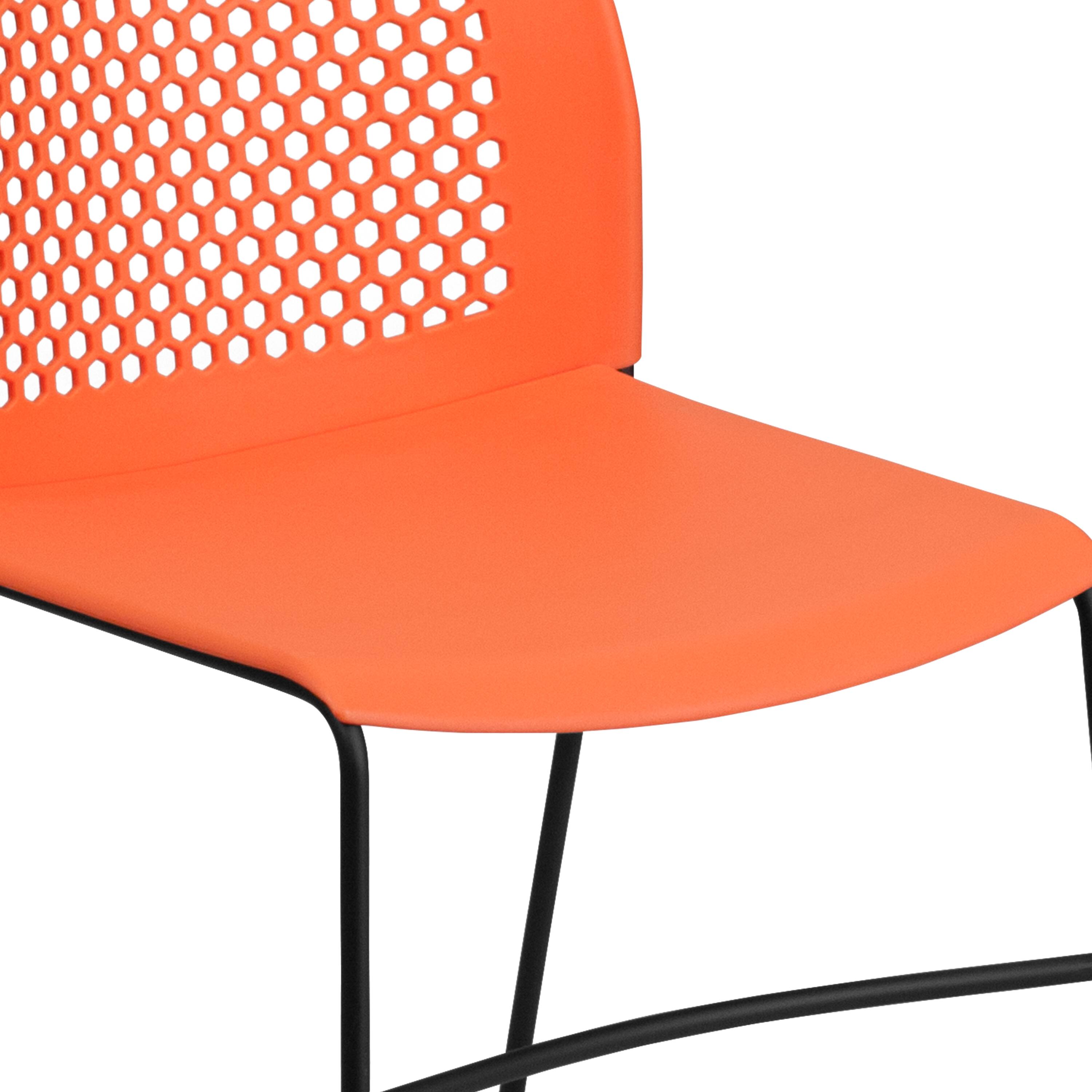 Alt View 9. Emma + Oliver - Home and Office Sled Base Stack Chair with Air-Vent Back - Guest Chair - Orange.