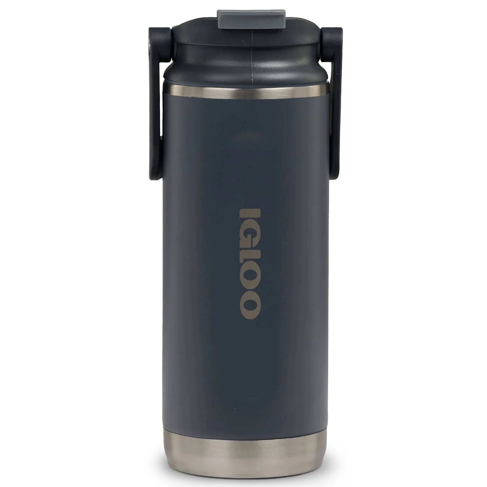 Front. Igloo - IGLOO 16 oz. Flip ‘n’ Sip Tumbler, Carbonite - Carbonite.