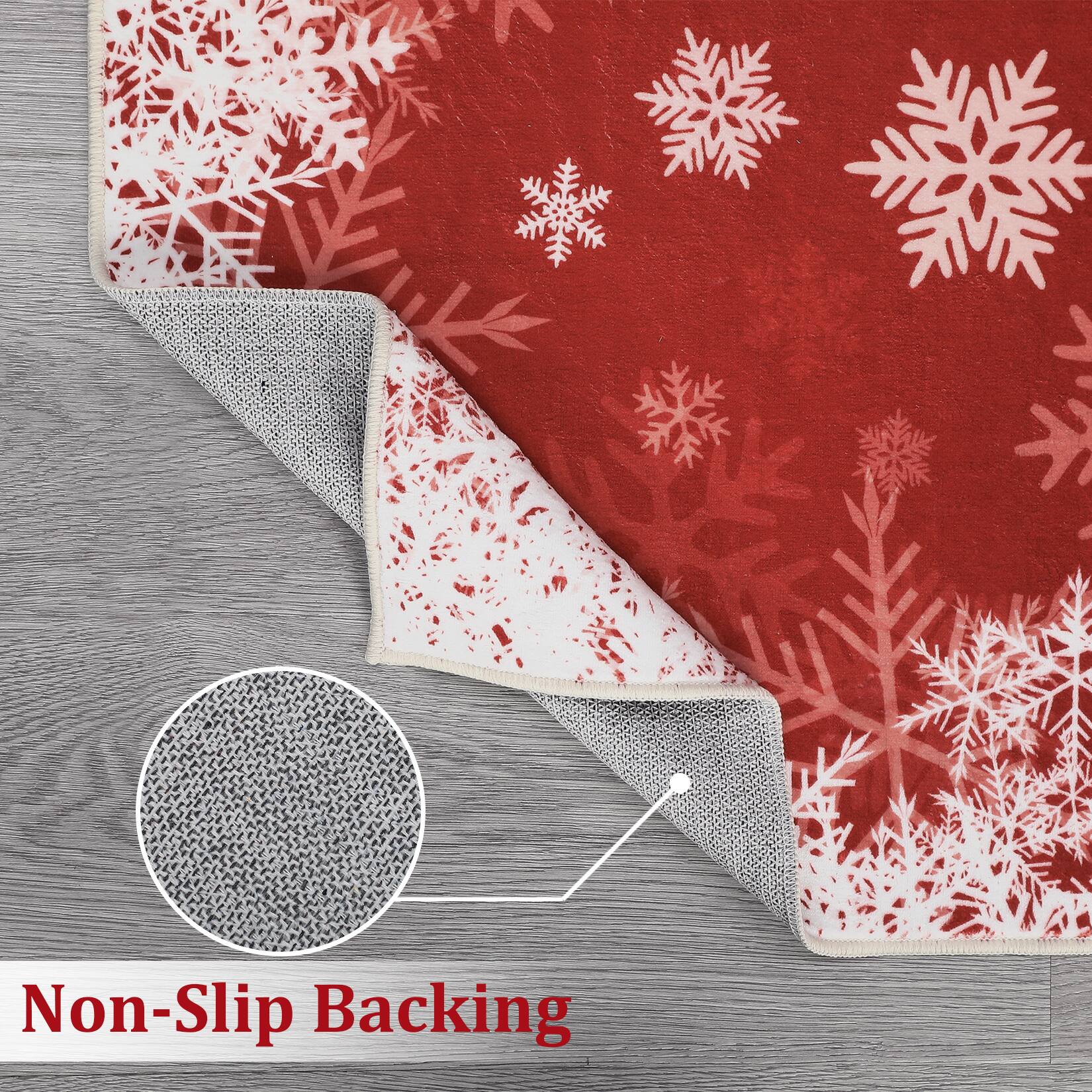 Acekool Snowflake Machine Washable Low Pile Christmas Area Rug Non Slip ...