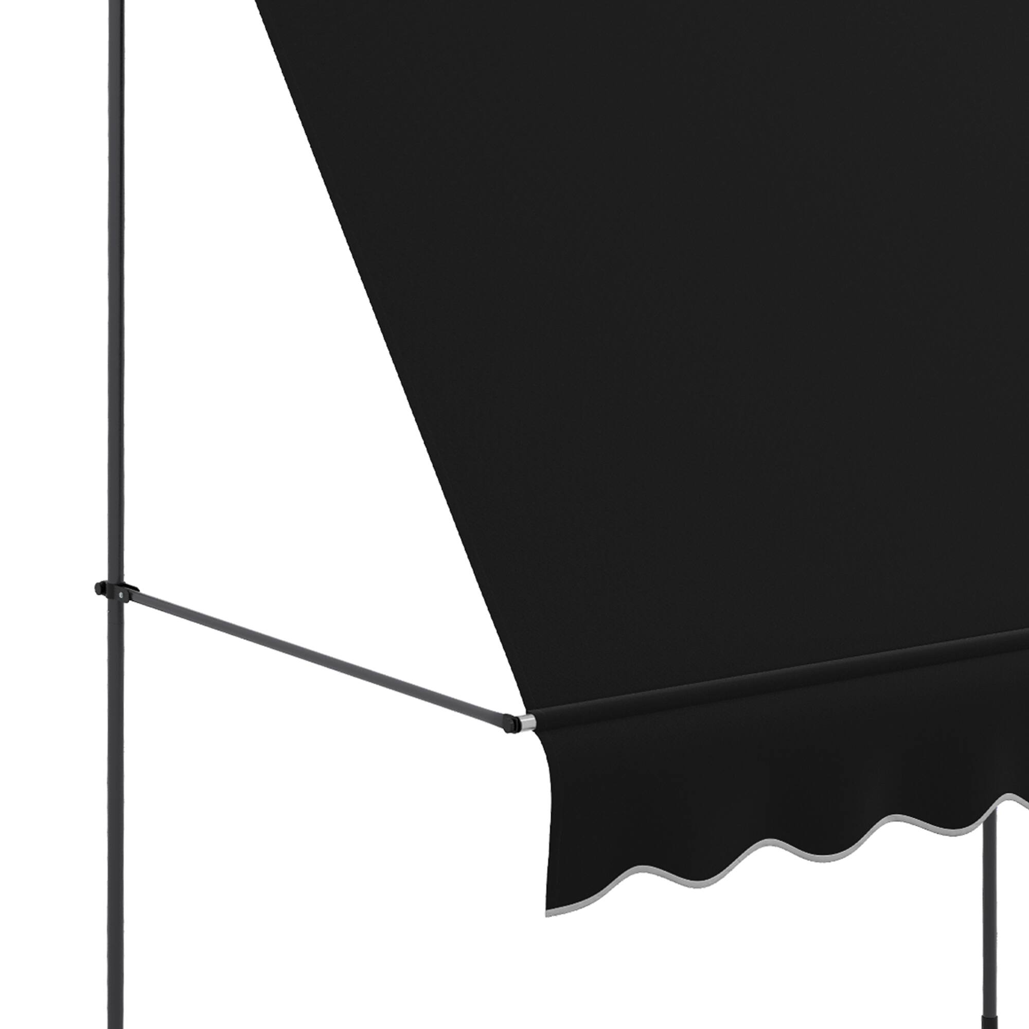 Alt View 5. Outsunny - Manual Retractable Awning, 79" Non-Screw Patio Sun Shade Shelter with Support Pole Stand and UV Resistant Fabric - Black.