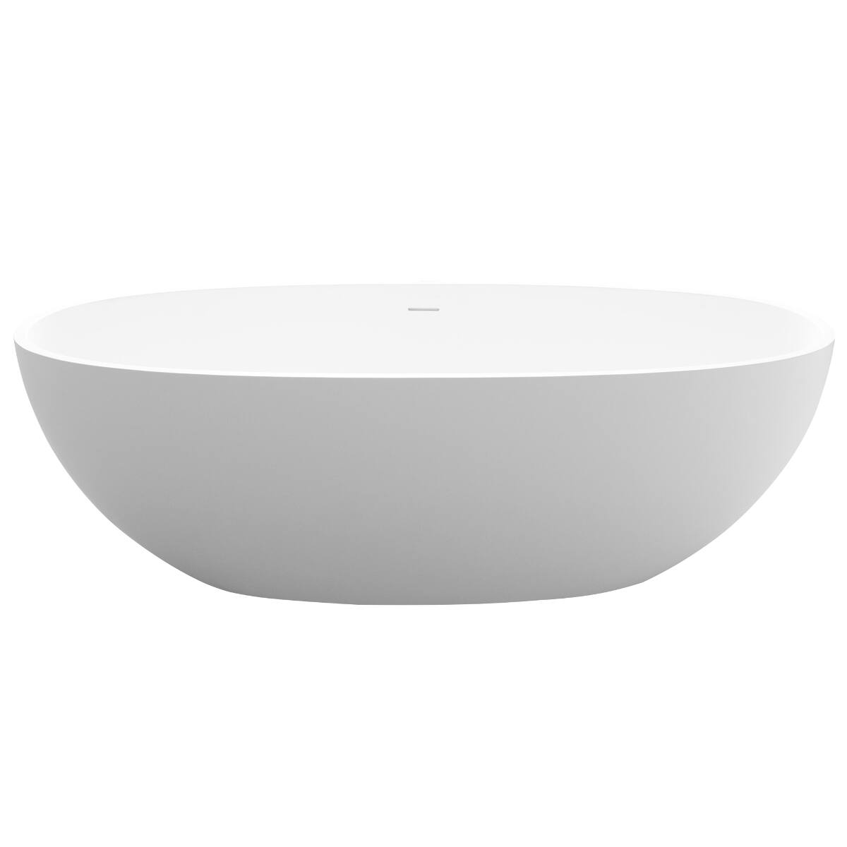 Front. Loheer - Loheer 71 in Solid Surface Freestanding Soaking Bathtub Matte White Deep Oval Tub - Matte White.