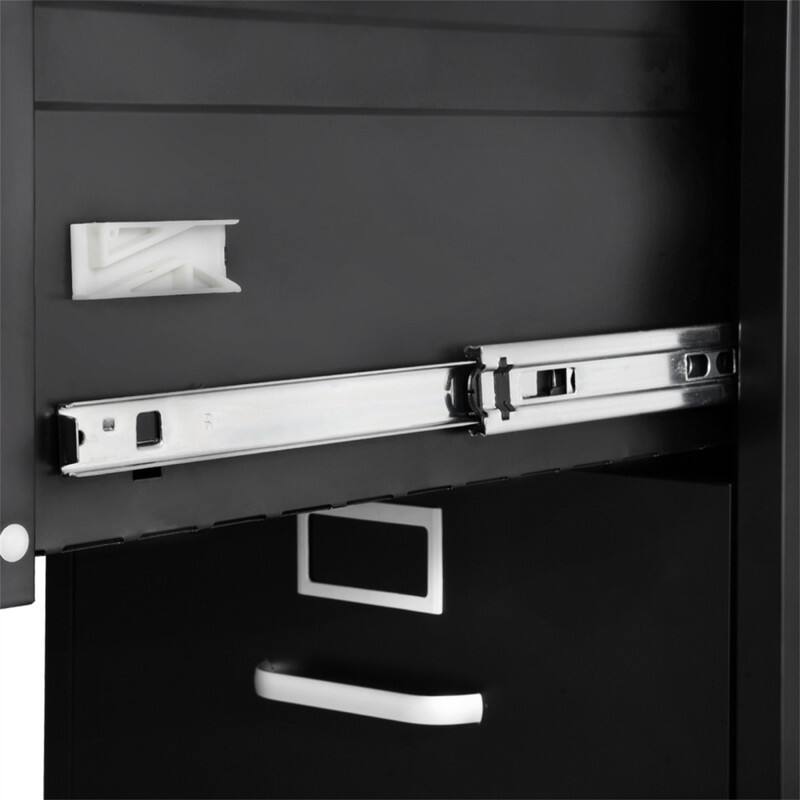 Alt View 4. HTUTWOO - 4 Drawer Metal File Cabinet - Lockable Vertical Filing Storage with Detachable Hanging Rod, Office Organizer for A4 - Black.