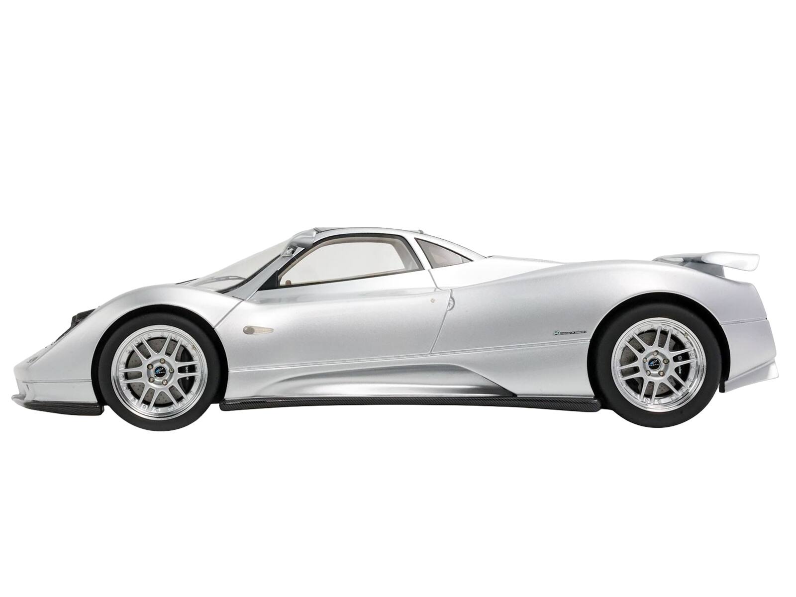 Alt View 5. BBR - Pagani Zonda C12 Silver Metallic "VIN 001 20th Anniversary Restoration" with CASE Limited Ed 1/18 Model Car by BBR.
