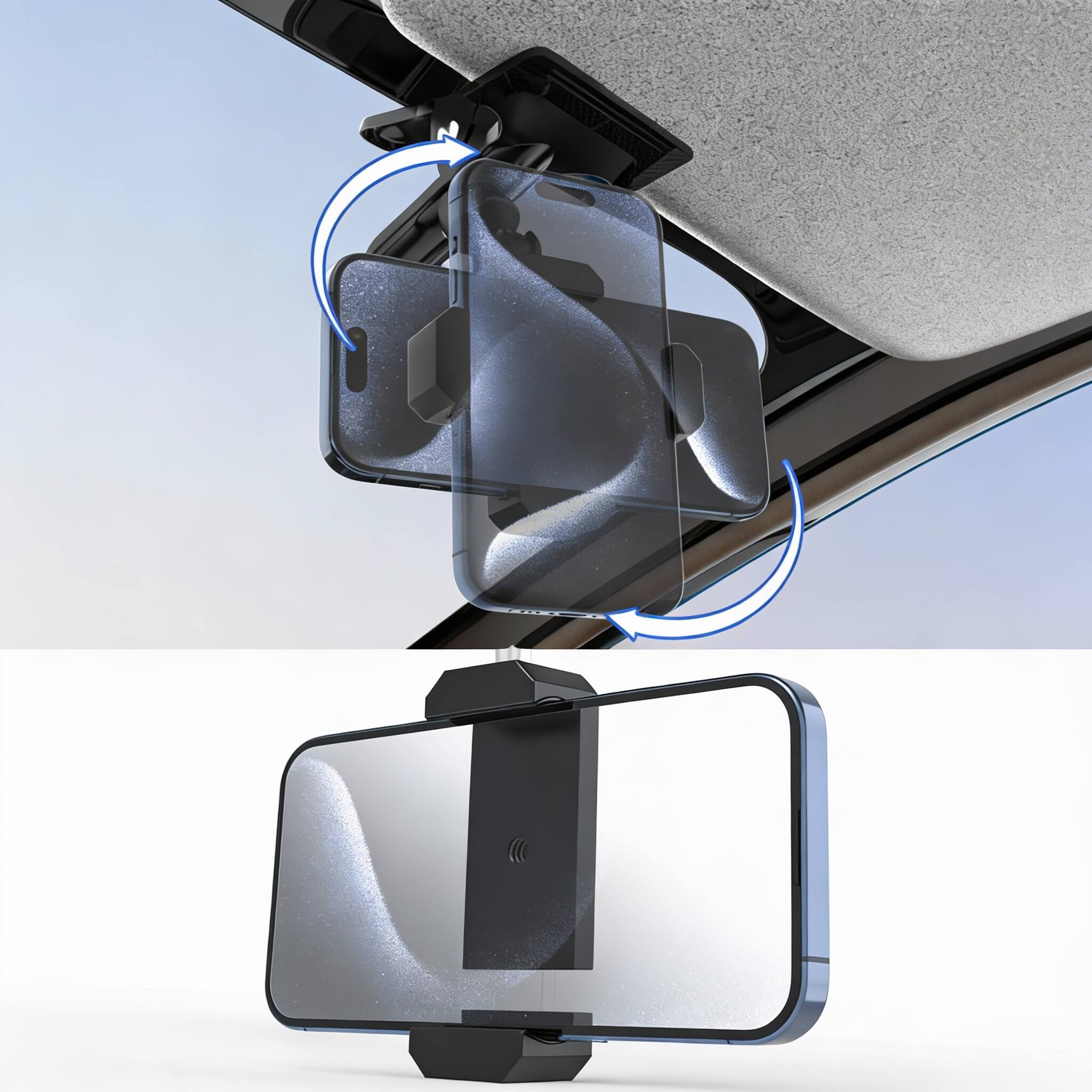 Back. OMOMMD - Sun Visor Metal Phone Holder For Car Cellphone Vehicle With 1 4 Clamp Fit Iphone16 Pro Max Galaxy S24 And M... - Default.