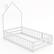Front. Costway - Twin Size Montessori Floor Bed for Toddler with Lockable Door Full-Length Guardrail - White.