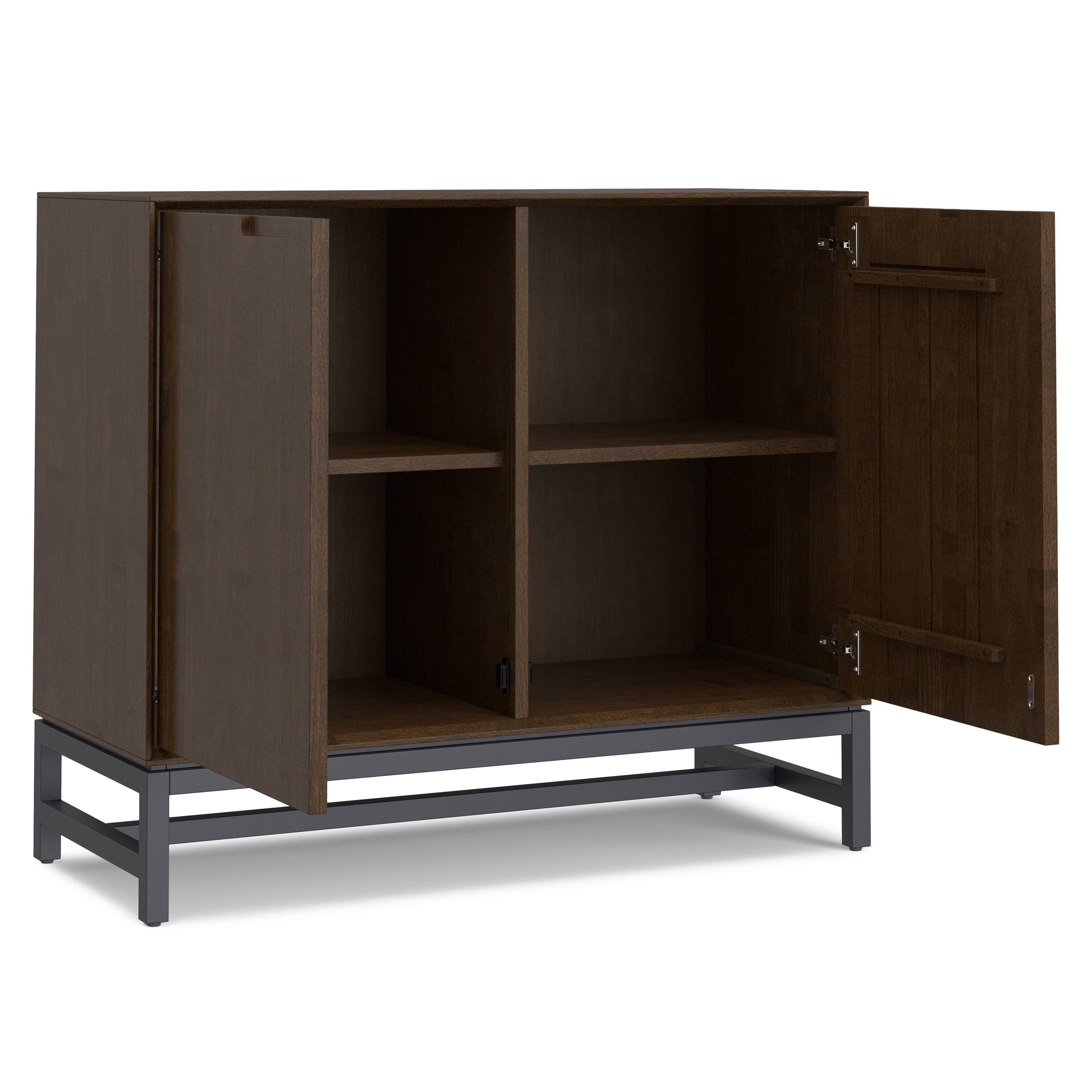 Back. Simpli Home - Banting SOLID HARDWOOD 2 Door Sideboard Buffet in Walnut Brown - Walnut Brown.