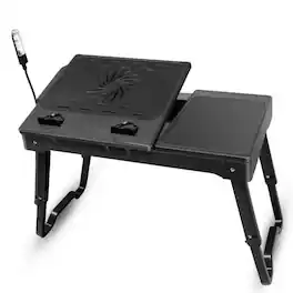 Kitcheniva - Foldable Laptop Table With Inbuilt Mouse Pad Cooling Fan Adjustable LED Lamp And USB 2.0 Ports - Black