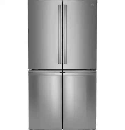 Front. GE Profile - 28.3 Cu. Ft. 4-Door French Door Smart Refrigerator with Dual-Dispense AutoFill Pitcher - Stainless Steel.