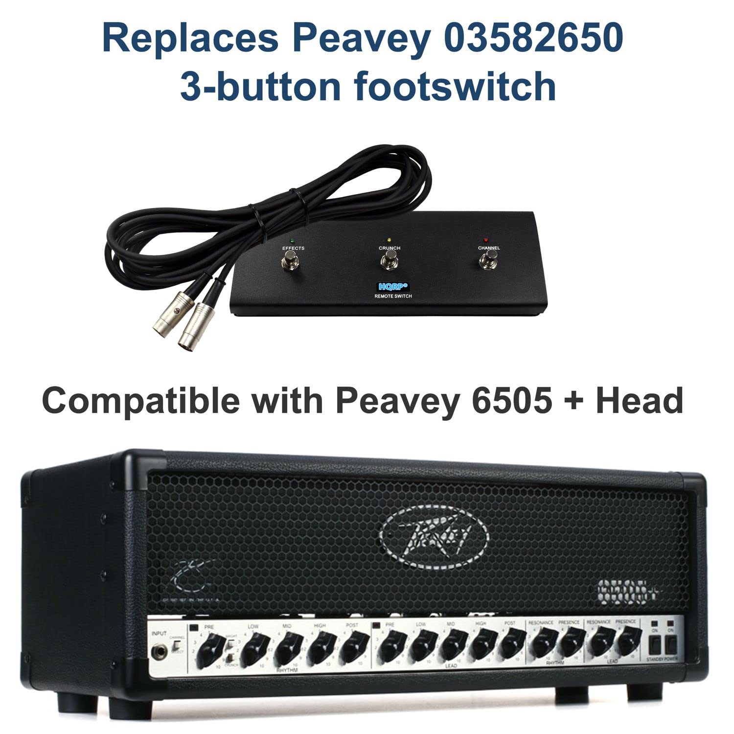 Replaces Peavey 03582650 3-button footswitch  
Compatible with Peavey 6505 + Head