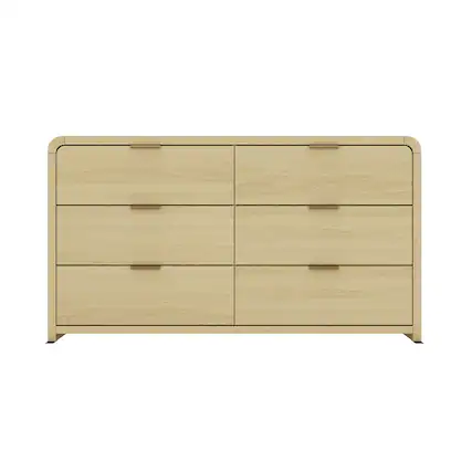 Front. Manhattan Comfort - Grace Modern 60" Dresser - Natural Oak.