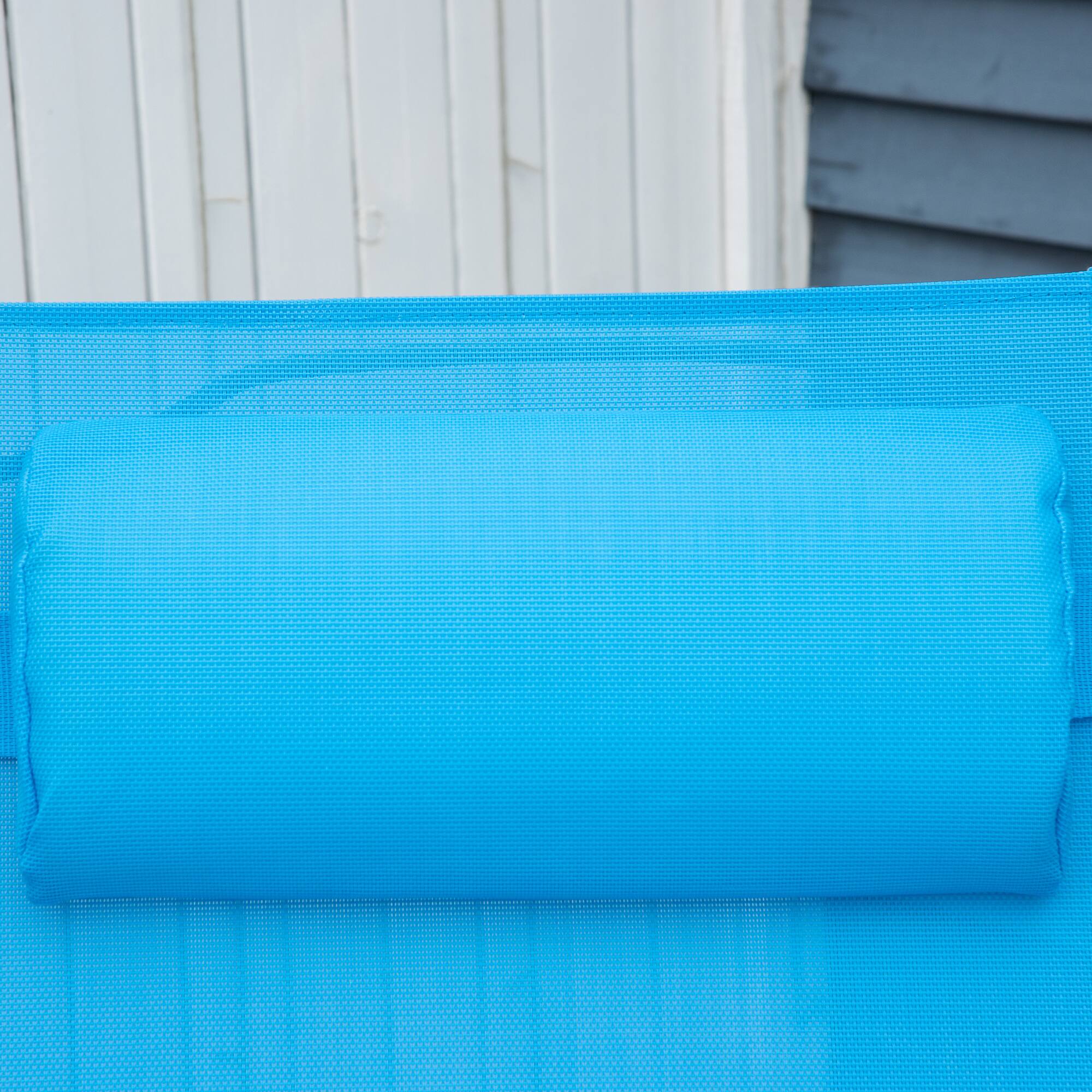 Alt View 7. Outsunny - Outdoor Folding Lounge Chair, 7-Position Adjustable Zero Gravity Lounge Chair with Pillow - Light Blue.