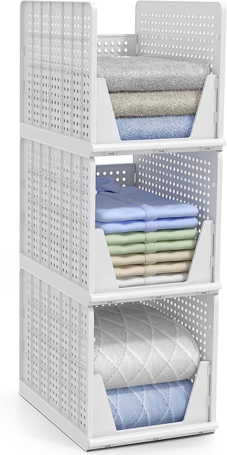 Front. Sorbus - Sorbus Shelf Organizer - Closet Shelf Organizer for Clothes, Closet, Bathroom, Kitchen, Garage - Plastic Stackable Shelf - White Extra Large.
