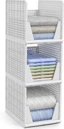 Front. Sorbus - Sorbus Shelf Organizer - Closet Shelf Organizer for Clothes, Closet, Bathroom, Kitchen, Garage - Plastic Stackable Shelf - White Extra Large.