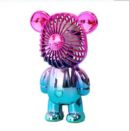 Cluzine - Bear-Shaped Mini Fan, 3 Speeds, USB Rechargeable, Cute Desktop Decor for Kids & Office