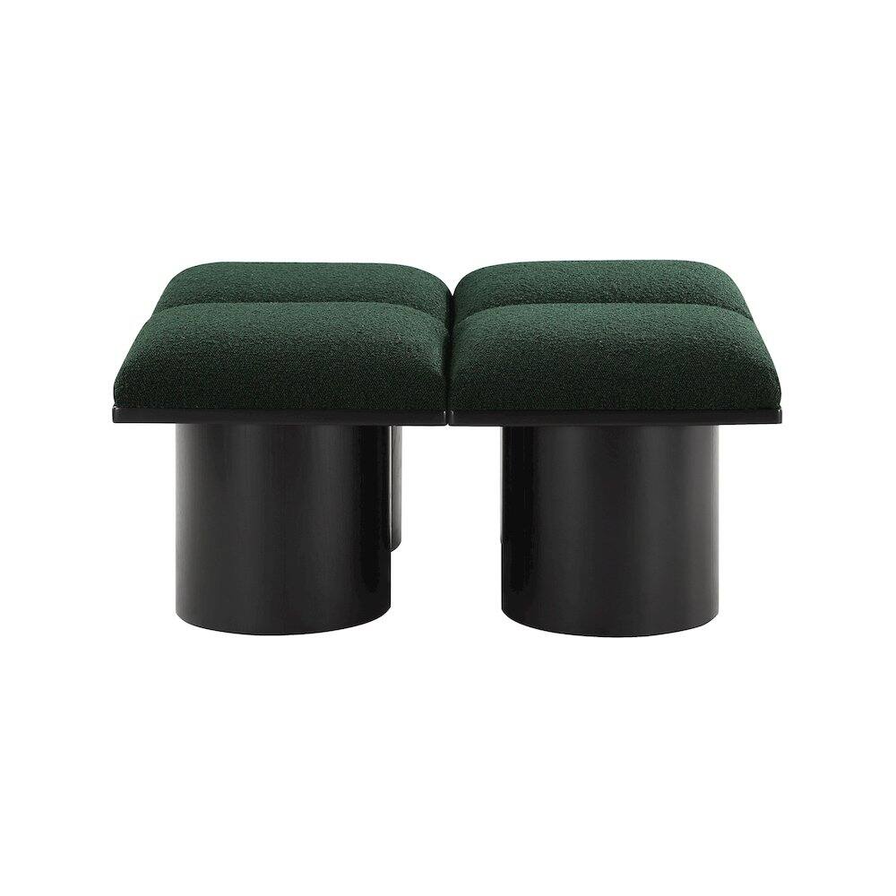 Angle. Meridian Furniture - Pavilion Green Boucle Fabric Bench - Green Boucle Fabric.