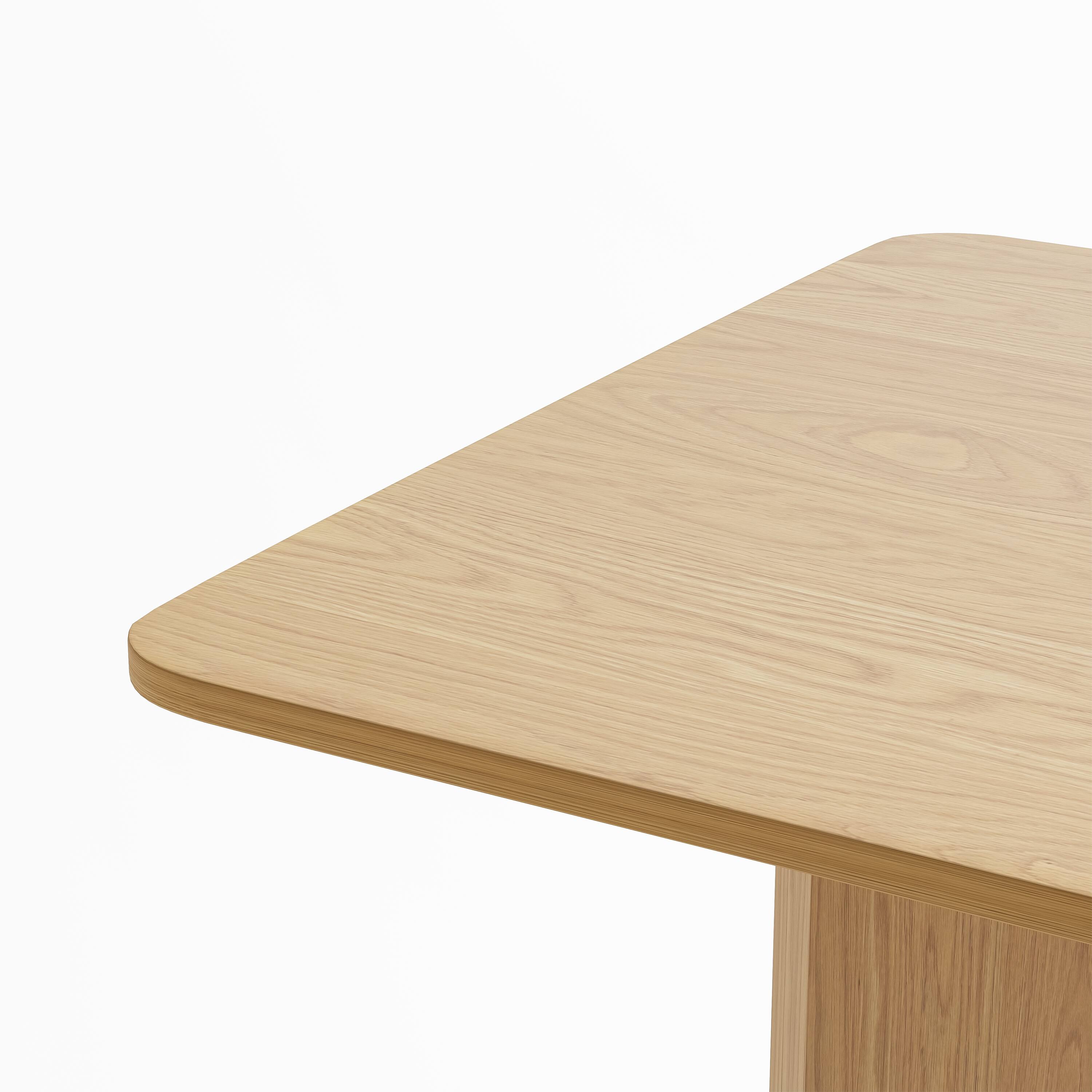 Alt View 1. PexFix - Minimalist Farmhouse Oak Dining Table | Rectangle Solid Wood, Double Pedestal Base for 6, 67-Inch - Natural.