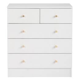 Kadyn - 5 Drawer Dresser with Gold Handle, Nursery Dresser Chest Of Drawers Organizer - White