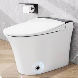 MOOSOO - Smart Toilet Bidet Combo with Self-Cleaning,Foot sensor Flush,Upmarket Compact Dual Flush Tank less 1/1.28 GPF - White