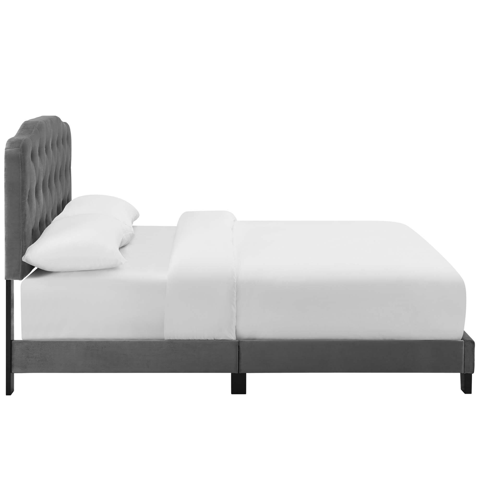 Back. Modway - Reign Performance Velvet Full Platform Bed Frame - Gray.