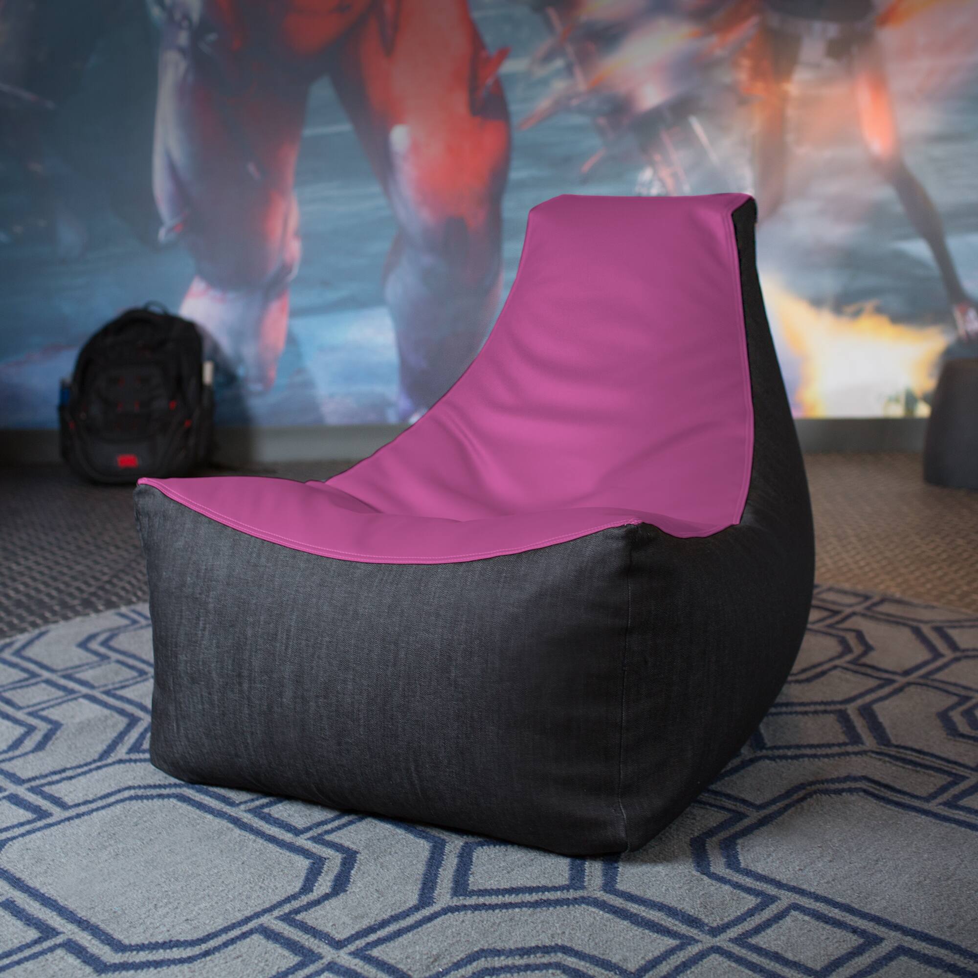 Back. Jaxx - Jaxx Pixel Gamer Chair - Game Room / Home Theater Bean Bag Chair, Purple - Purple.
