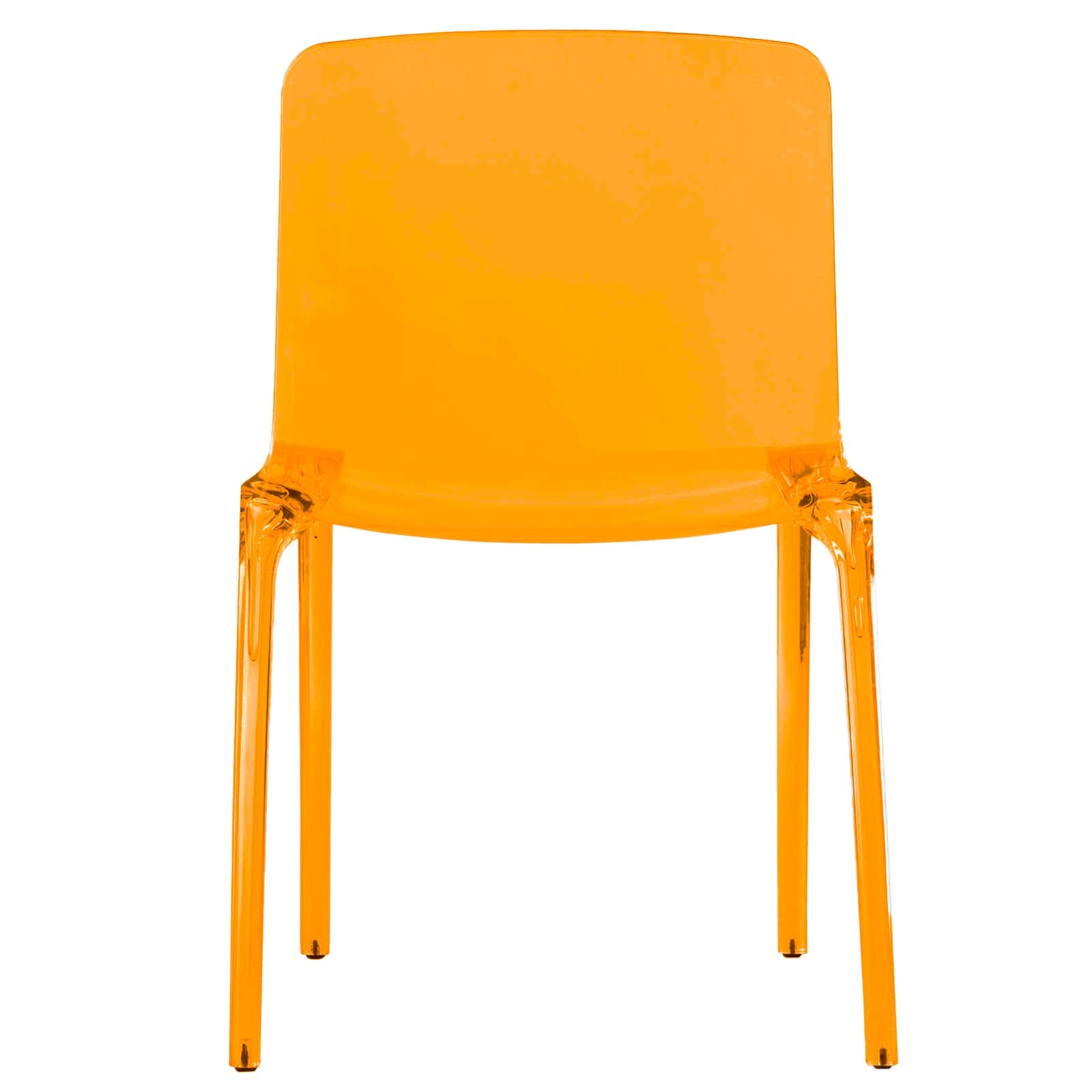 Alt View 1. LeisureMod - Murray Modern Stackable Acrylic Accent Dining Chair with Transparent Seat for Dining Room, Kitchen & Office - Transparent Orange.