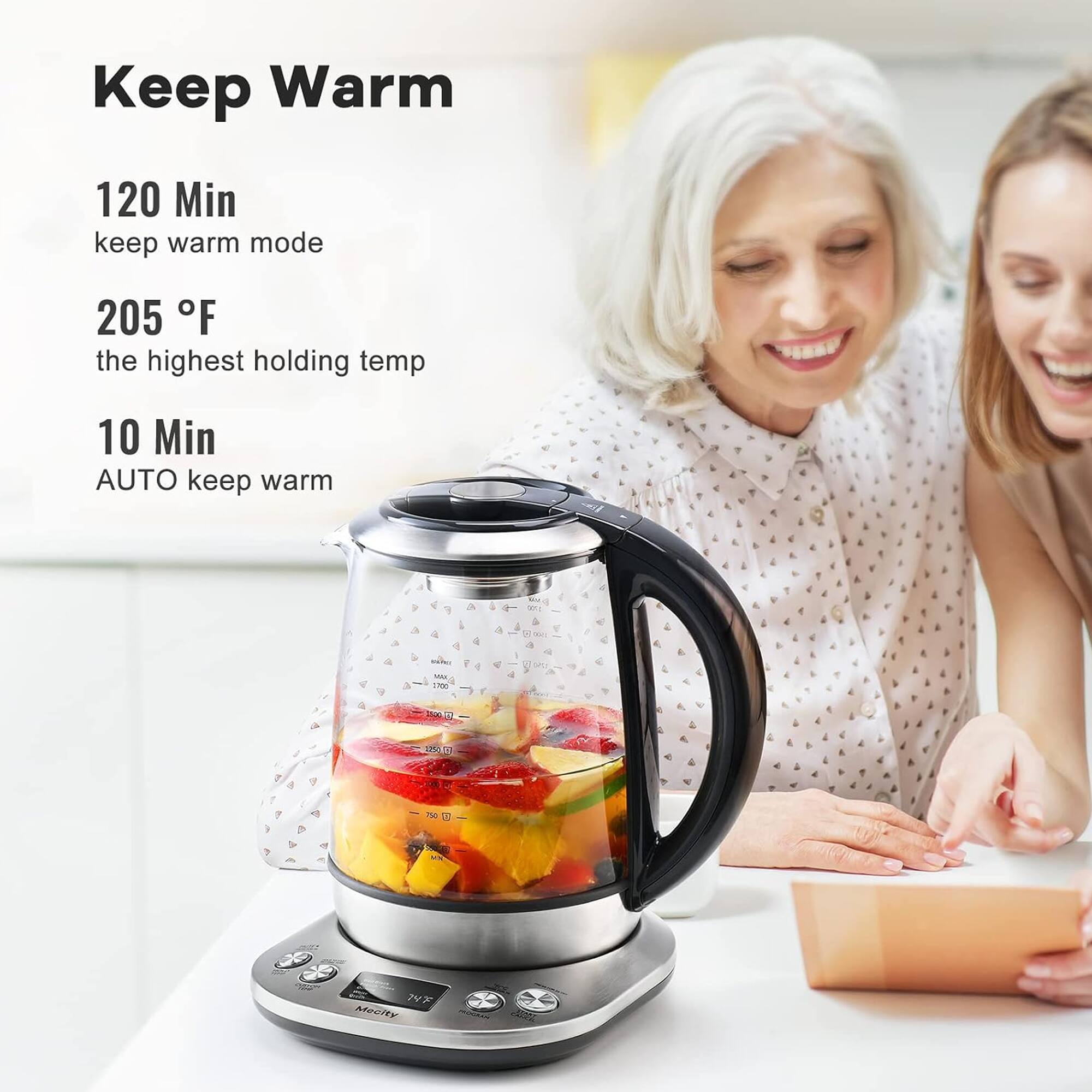 Keep Warm  
120 Min keep warm mode  
205 °F the highest holding temp  
10 Min AUTO keep warm