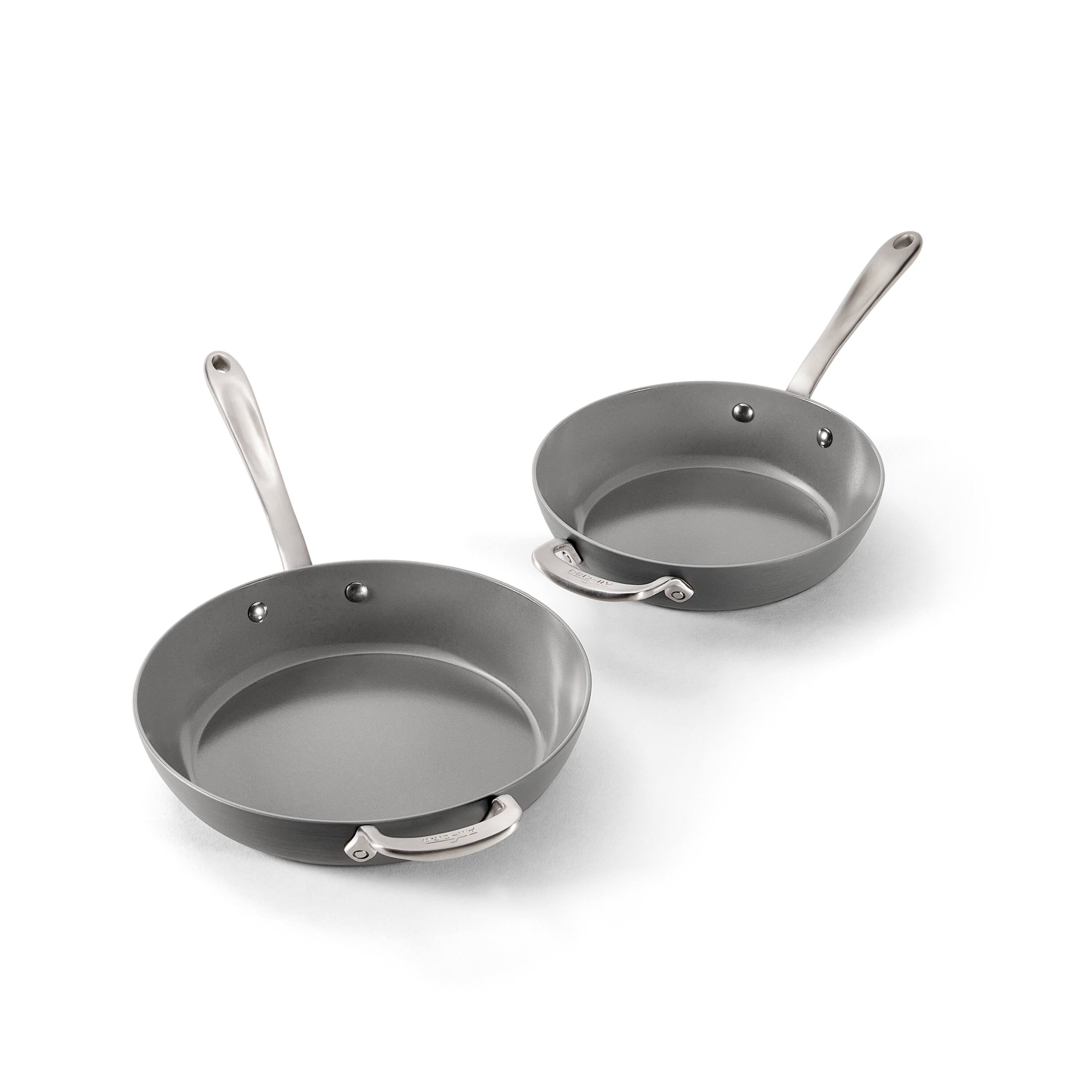 Front. All Clad - All-Clad 8.5" & 10.5" HA1® Ceramic Nonstick Fry Pan Set, Light Gray - Light Gray.