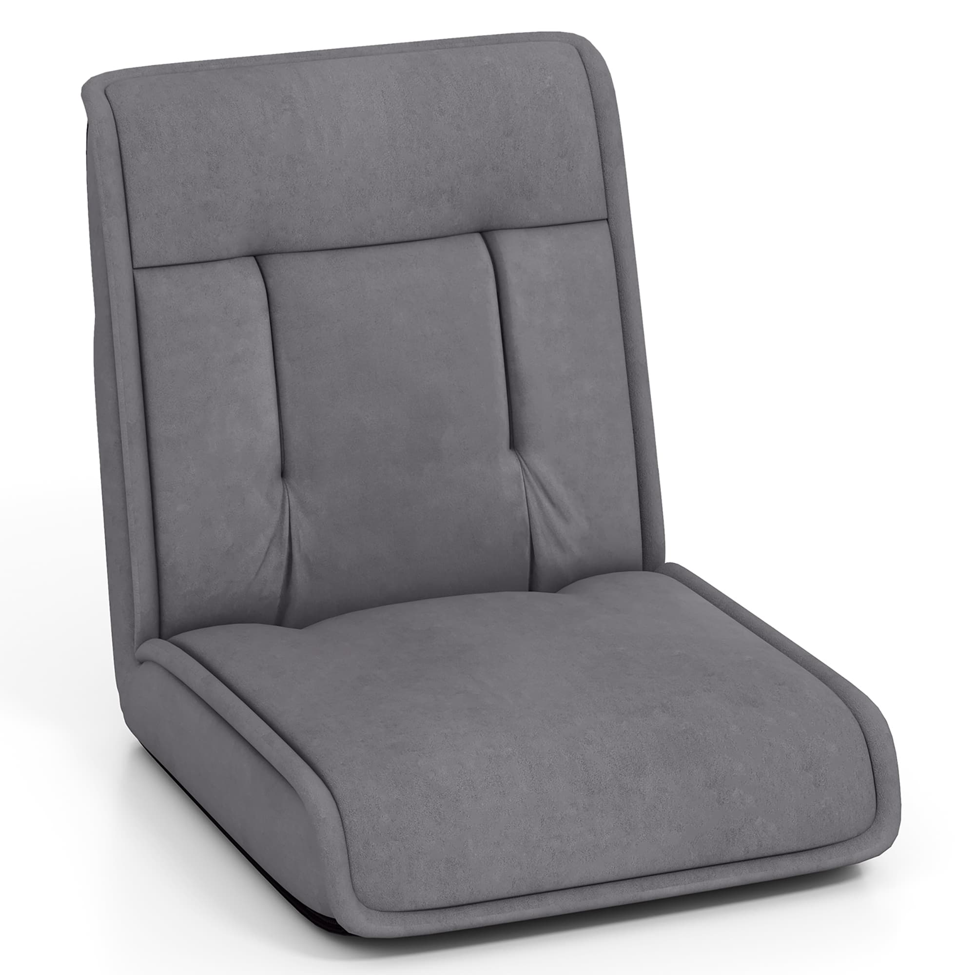 Gymax - Folding Floor Chair Convertible Lazy Sofa Chair w/ Adjustable Backrest - Gray
