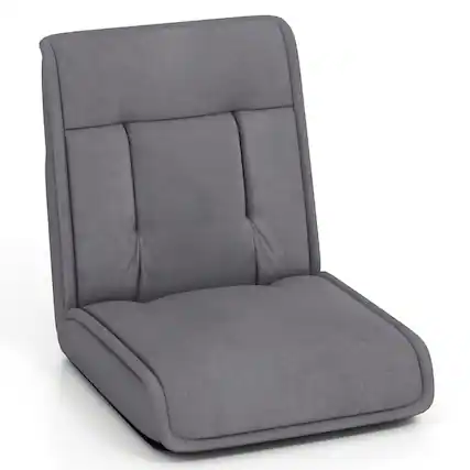 Front. Gymax - Gymax Folding Floor Chair Convertible Lazy Sofa Chair w/ Adjustable Backrest Gray - Gray.