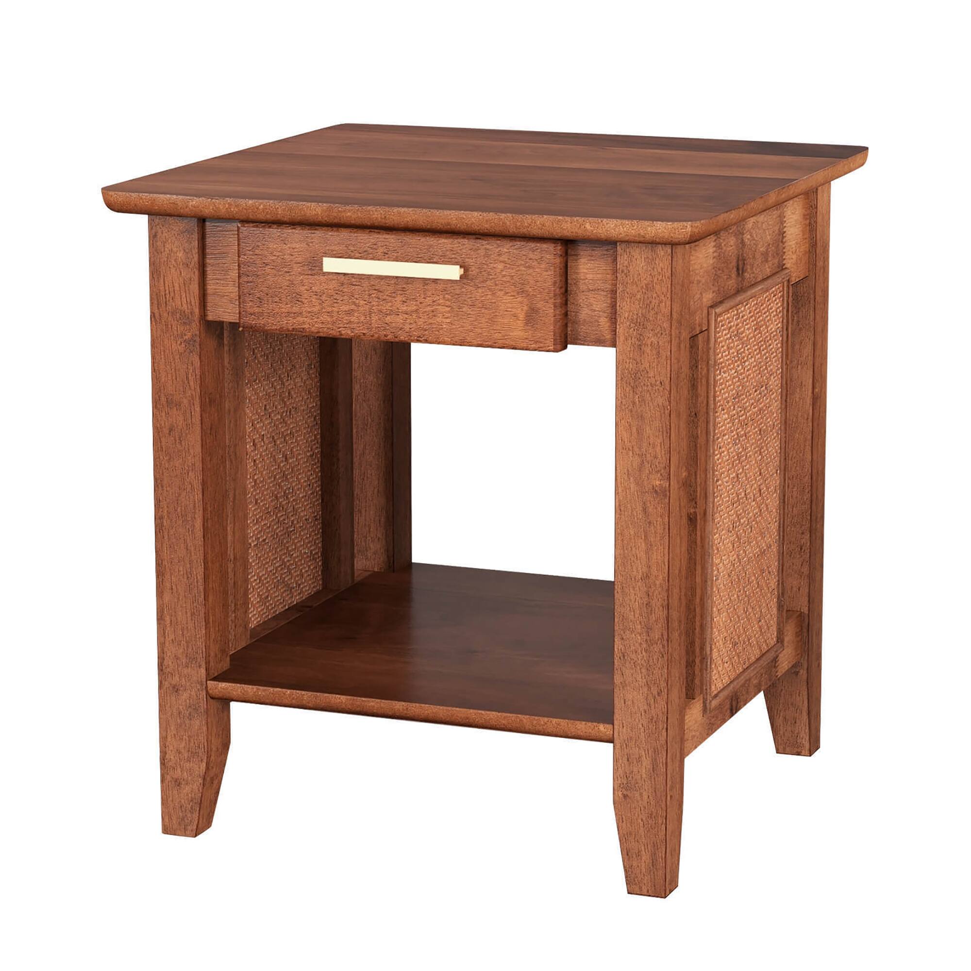 Alt View 7. Gymax - Gymax 2PCS Boho Style Nightstand 3-Tier Sofa Side End Table w/ Drawer & Shelf Walnut - Walnut.
