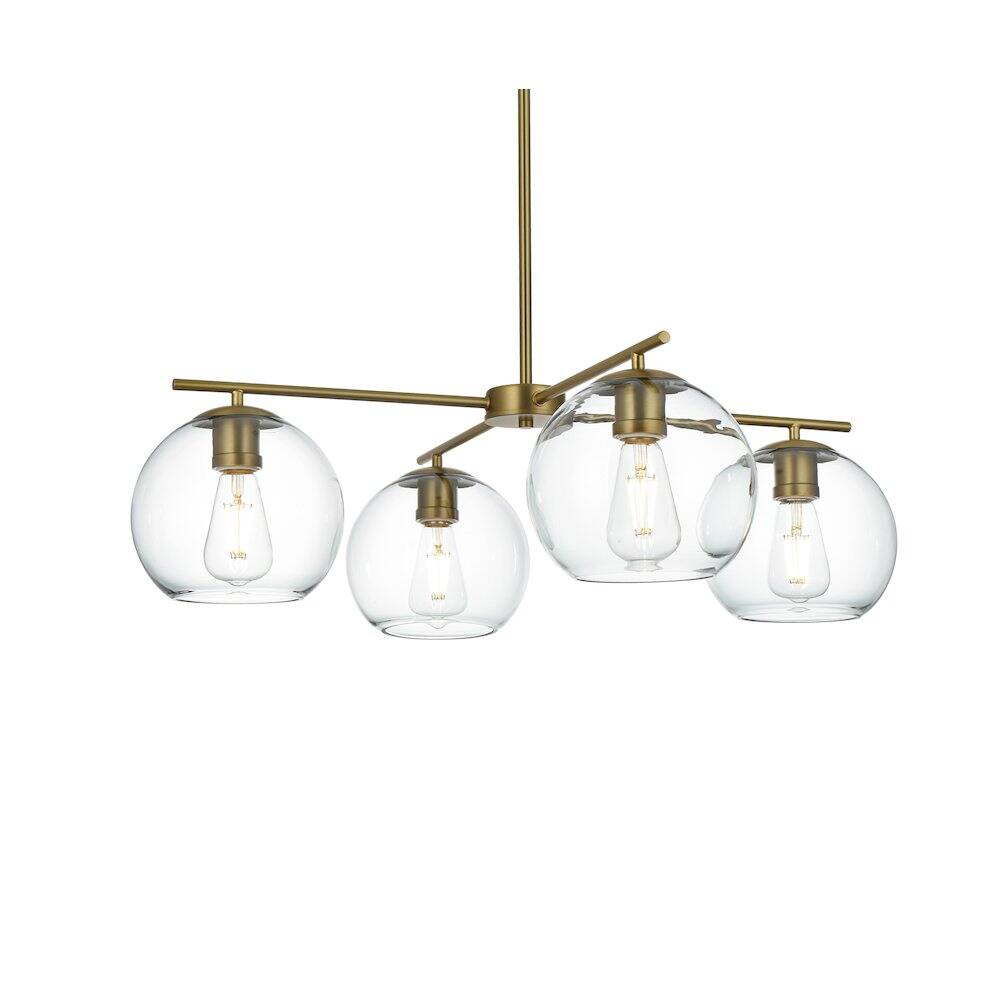 Back. Living District - Opus 30.5 Inch Pendant Clear Shade in Satin Gold - Satin Gold And Clear.