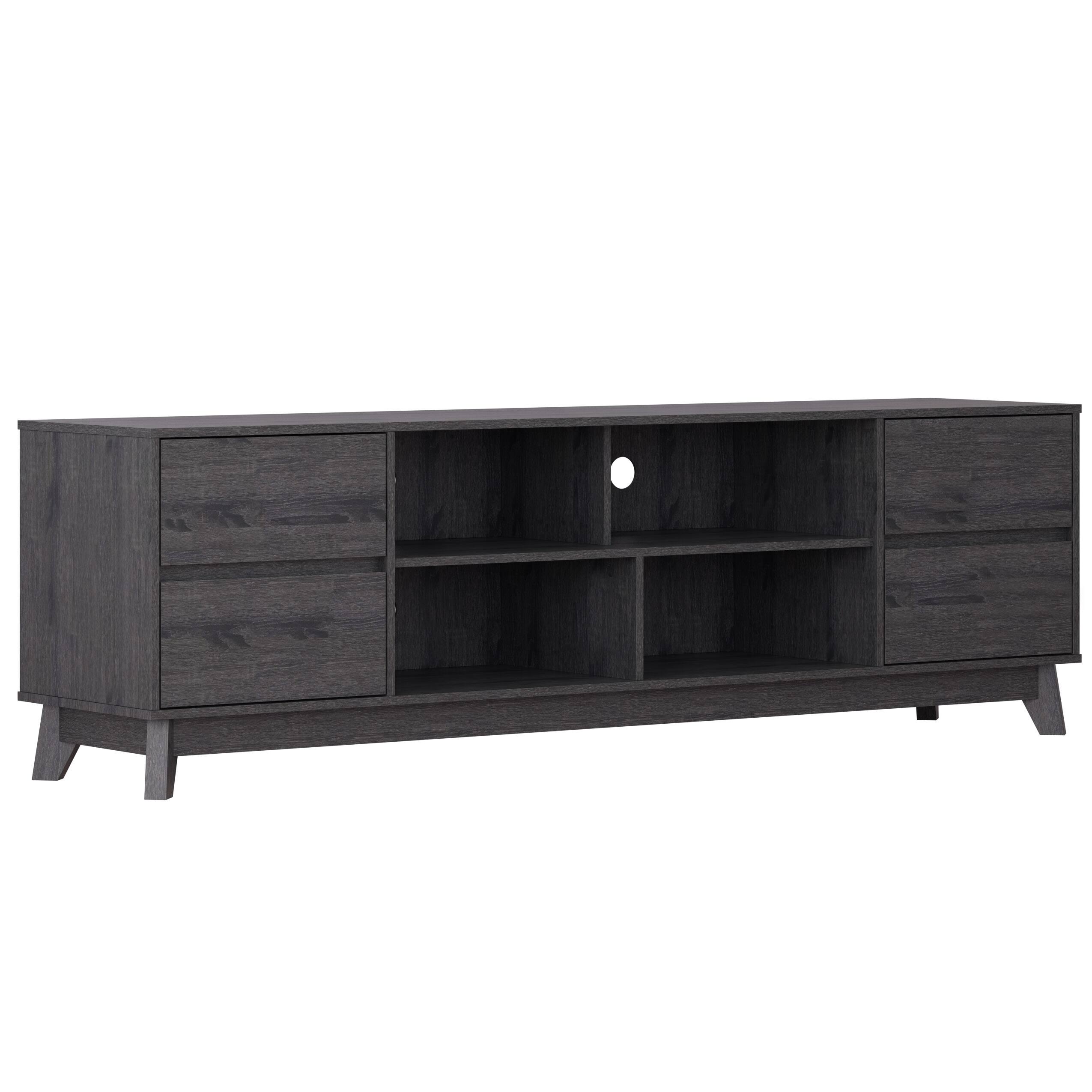 Alt View 11. CorLiving - Hollywood Collection TV Stand with Open and Closed Shelves for Most TVs up to 85" - Dark Gray.
