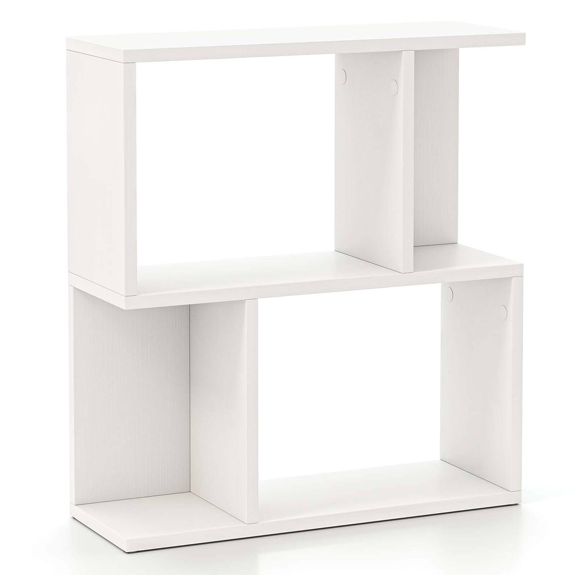 Alt View 6. Costway - 1 PCS 3-Tier Bookshelf Geometric Bookcase Side Table with Open Storage Display Shelf - White.