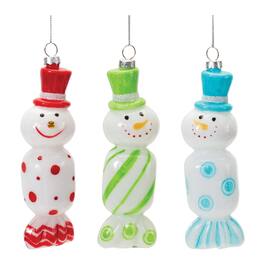 BreeBe - Glass Snowman Candy Ornament (Set of 12) - Green, Red, Blue