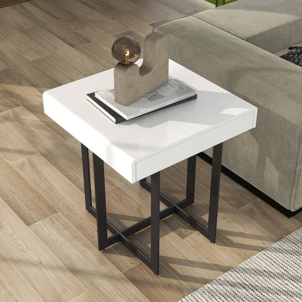 Alt View 2. Furniture of America - Vasket Contemporary Metal 1-Drawer End Table - White.