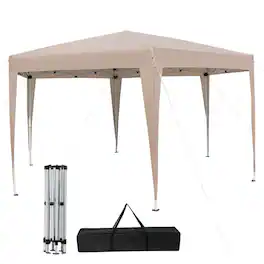 Boyel Living - Hexagonal Popup Canopy Tent 156-in W x 138-in D x 84-in H - Khaki