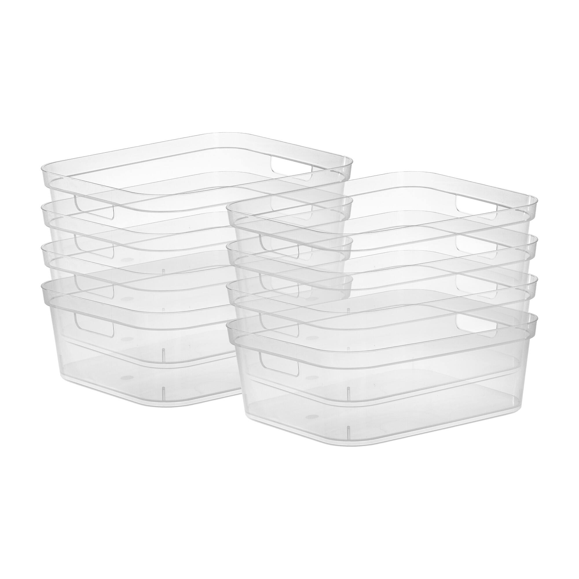 Front. Sterilite - Sterilite 5.25 x 12 x 15 Inch Storage Bin w/ Carry Through Handles, Clear, 8 Ct.