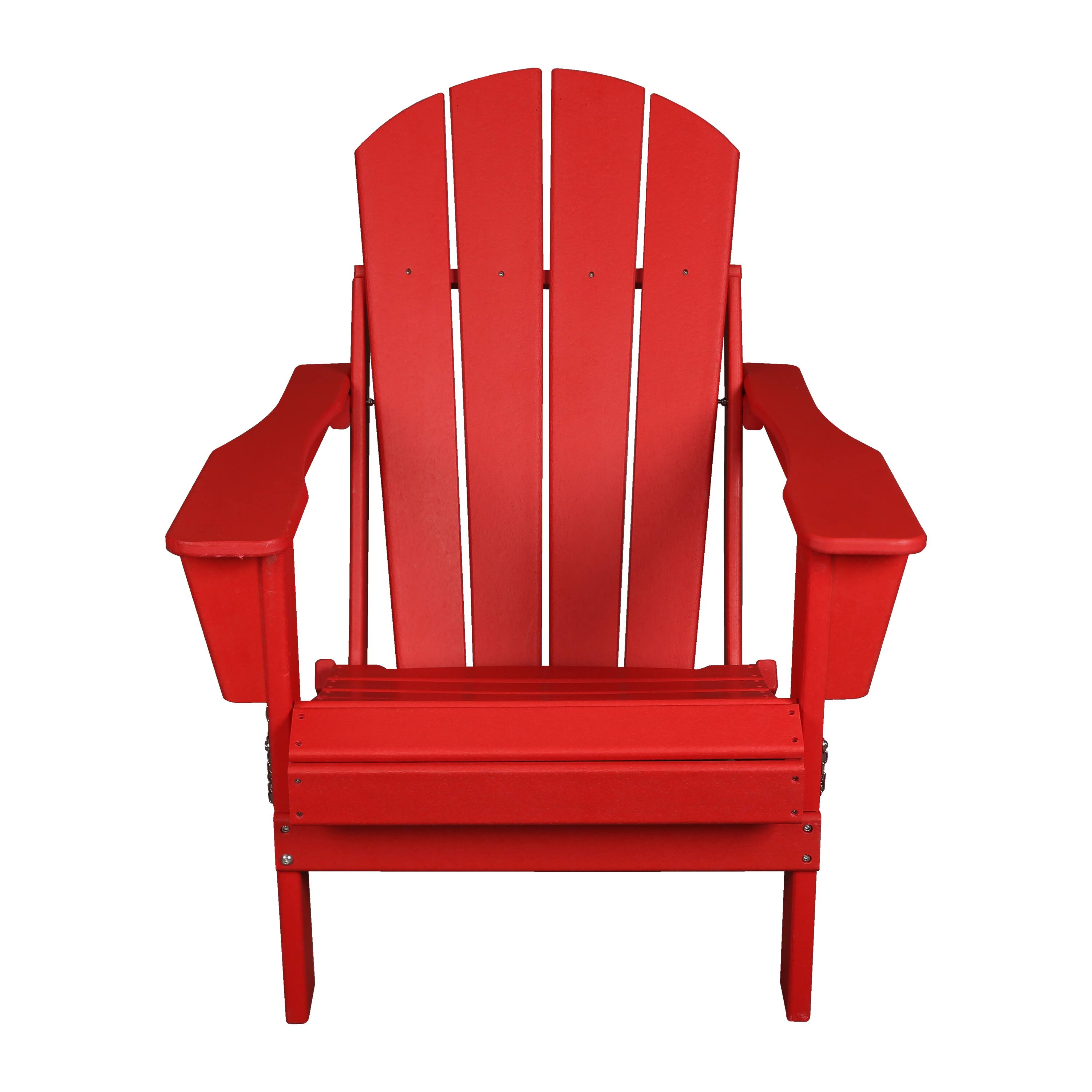 Alt View 4. Bestier - Folding Patio Adirondack Chair, All-Weather HDPE Outdoor Chair for Poolside Backyard Lawn Decks Gardens - Red.