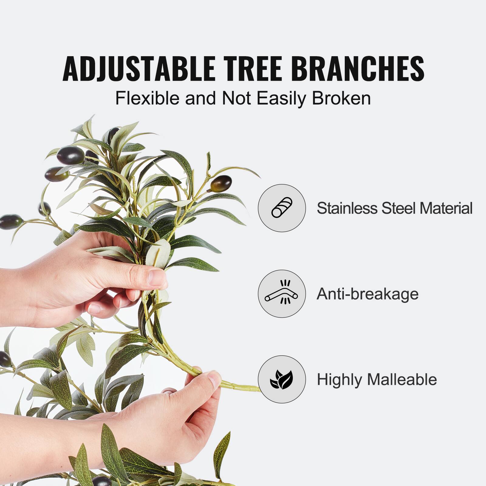 ADJUSTABLE TREE BRANCHES  
Flexible and Not Easily Broken  

- Stainless Steel Material  
- Anti-breakage  
- Highly Malleable