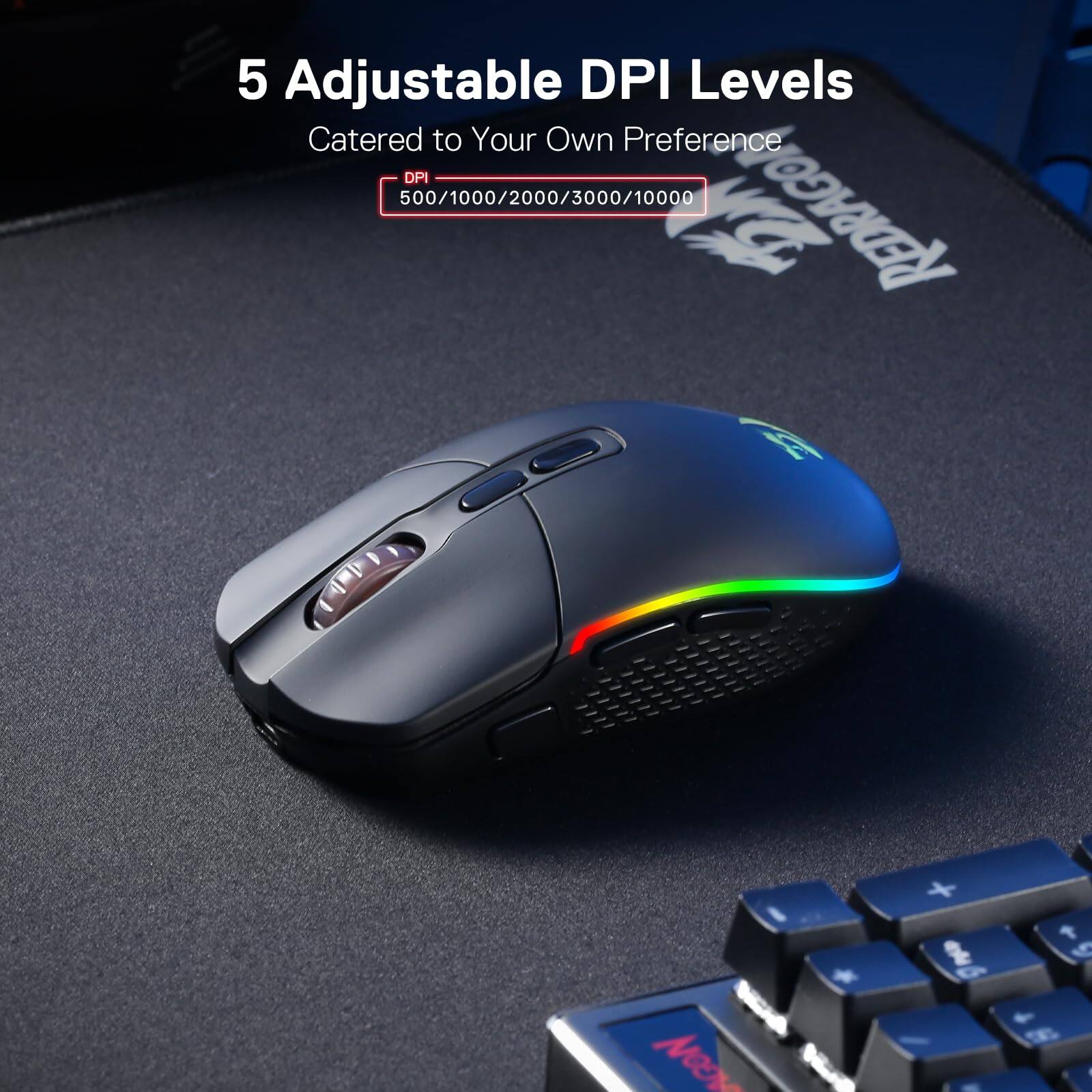 5 Adjustable DPI Levels  
Catered to Your Own Preference  
DPI: 500/1000/2000/3000/10000