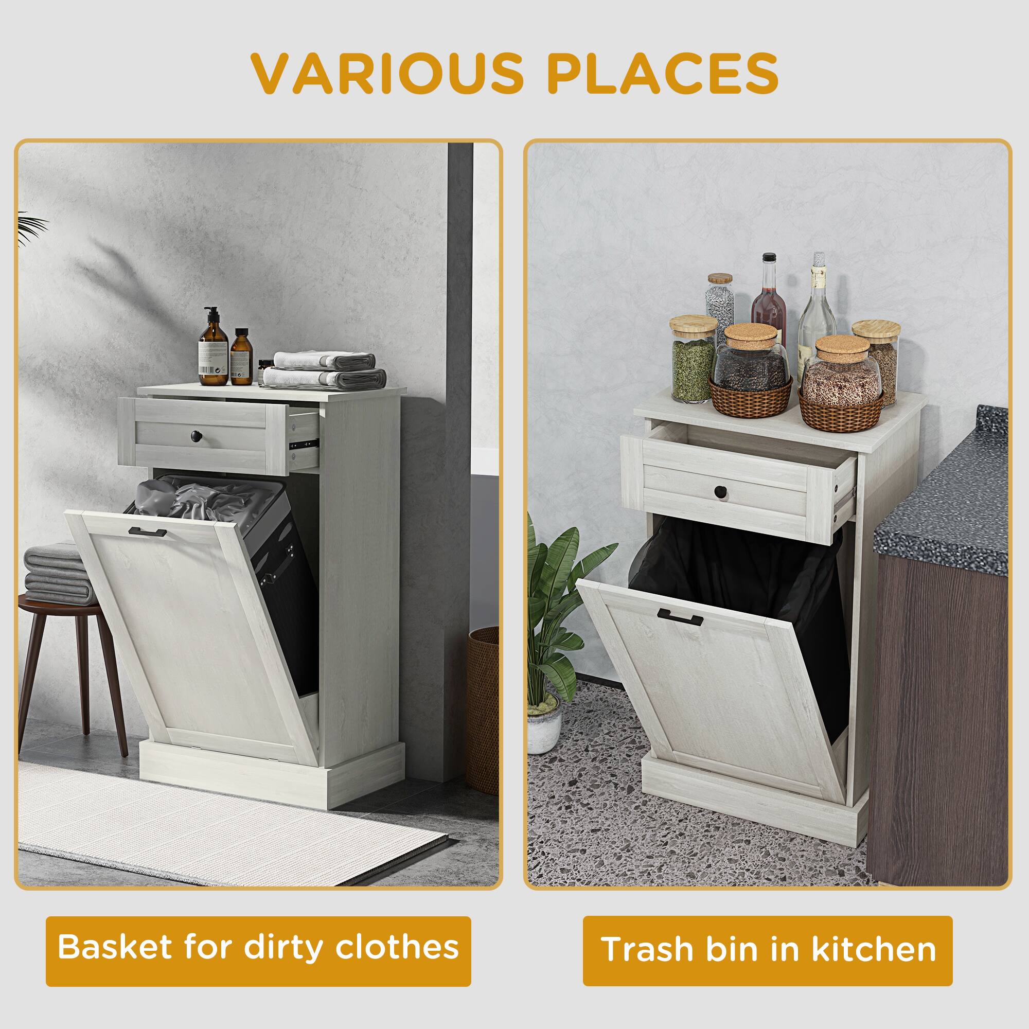 VARIOUS PLACES

Basket for dirty clothes
Trash bin in kitchen